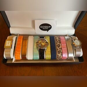 Gossip Interchangeable Watch Set 12 Bands 3 Watch Heads Gift Box Vintage